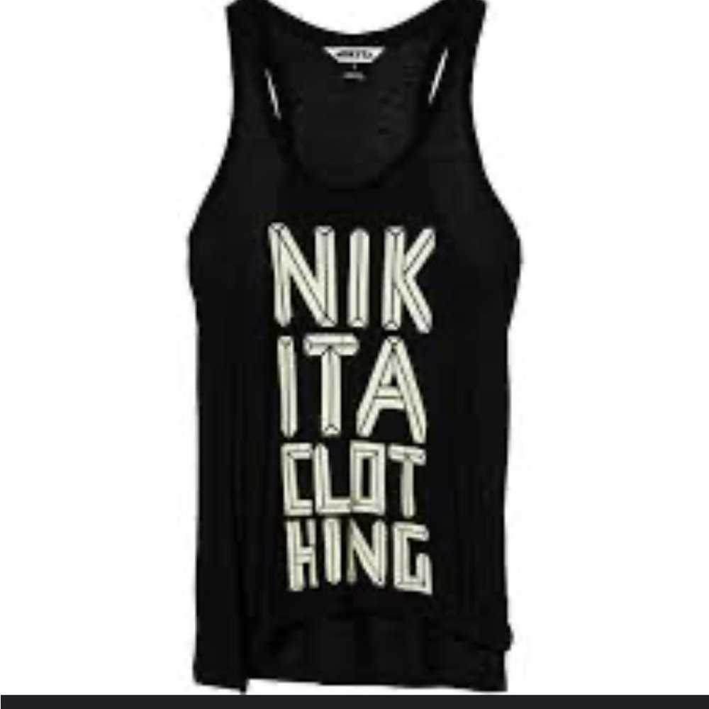 NIKITA Y2K Women’s Black Speckled Racerback Banana Tank Top‎ SZ Large